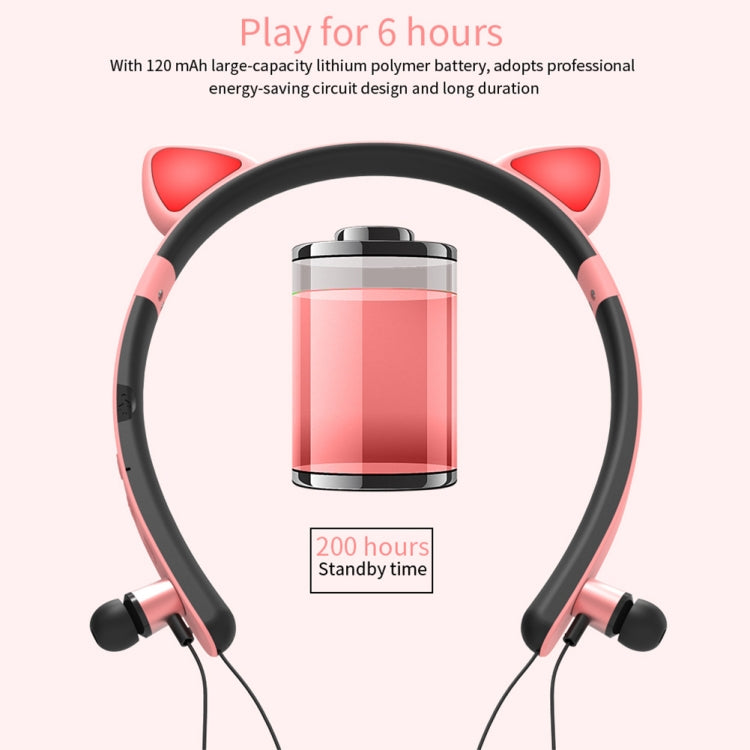 ZW29 Cat Ear Stereo Sound HIFI Fashion Outdoor Portable Sports Wireless  Bluetooth Headset with Mic & LED Light Glowing(Yellow) - Neck-mounted Earphone by PMC TechLife | Online Shopping South Africa | PMC TechLife
