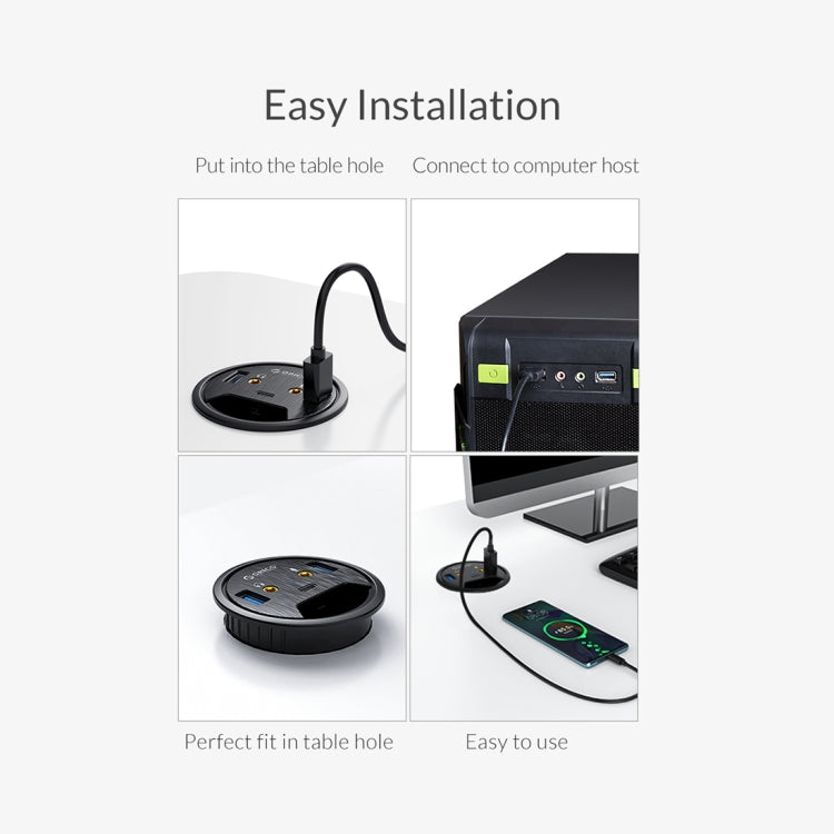 ORICO DESK-2U1C Desktop Power Grommet Multi-Function HUB - free shipping - PMC TechLife - Order now!