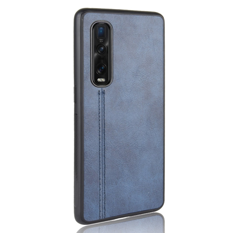 For Oppo Find X2 Pro Regular Version  Shockproof Sewing Cow Pattern Skin PC + PU + TPU Case(Blue) - OPPO Cases by PMC TechLife | Online Shopping South Africa | PMC TechLife | Buy Now Pay Later Mobicred