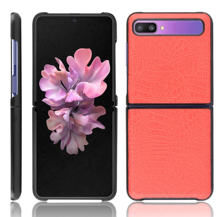 For Galaxy Z Flip Shockproof Crocodile Texture PC + PU Case(Red) - free shipping - PMC TechLife - Order now!
