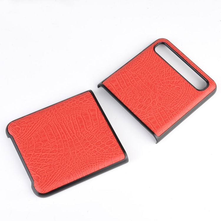 For Galaxy Z Flip Shockproof Crocodile Texture PC + PU Case(Red) - free shipping - PMC TechLife - Order now!