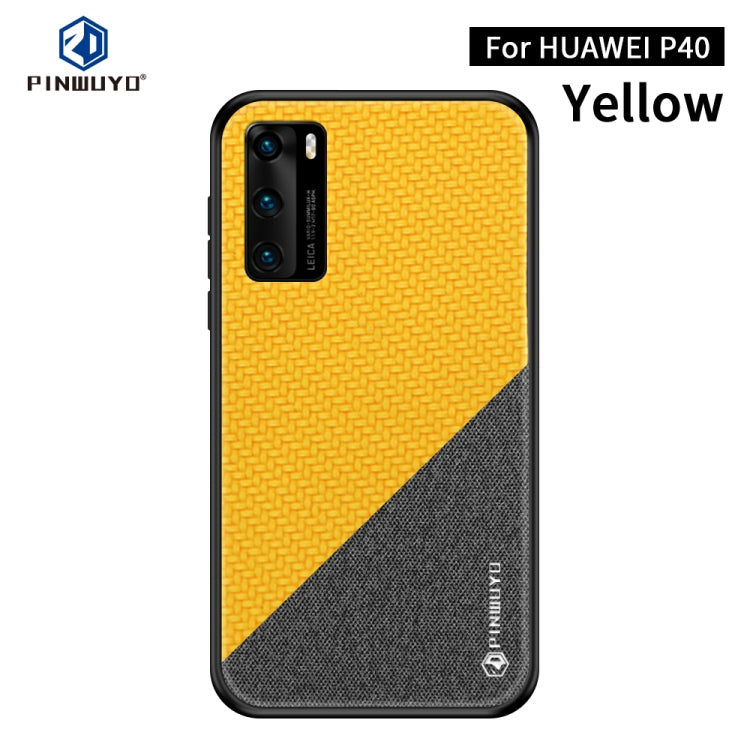 For Huawei P40 PINWUYO Rong Series  Shockproof PC + TPU+ Chemical Fiber Cloth Protective Cover(Yellow) - free shipping - PMC TechLife - Order now!