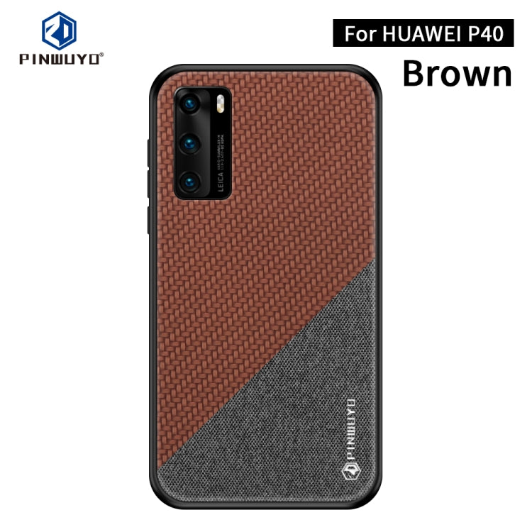 For Huawei P40 PINWUYO Rong Series  Shockproof PC + TPU+ Chemical Fiber Cloth Protective Cover(Brown) - Huawei Cases by PINWUYO | Online Shopping South Africa | PMC TechLife | Buy Now Pay Later Mobicred