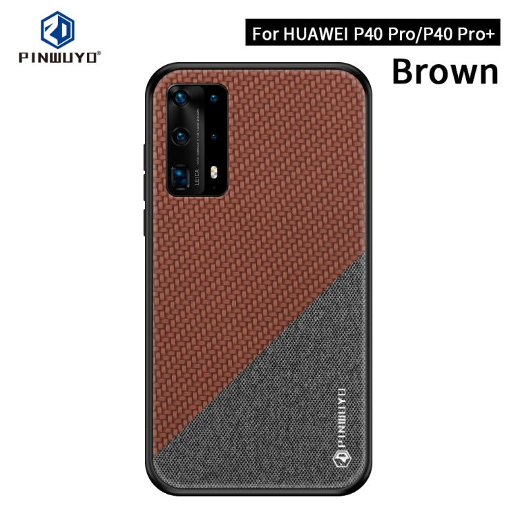 For Huawei P40 pro / P40pro+ PINWUYO Rong Series  Shockproof PC + TPU+ Chemical Fiber Cloth Protective Cover(Brown) - Huawei Cases by PINWUYO | Online Shopping South Africa | PMC TechLife | Buy Now Pay Later Mobicred