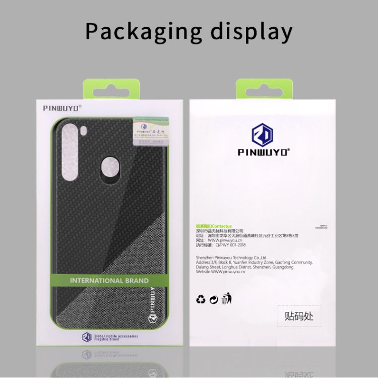 For Galaxy A21 PINWUYO Rong Series  Shockproof PC + TPU+ Chemical Fiber Cloth Protective Cover(Brown) - Galaxy Phone Cases by PINWUYO | Online Shopping South Africa | PMC TechLife | Buy Now Pay Later Mobicred