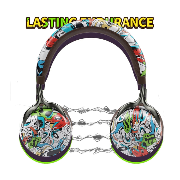 VJ086 Graffiti Headset Wireless Sports Bluetooth Headset Water Transfer Color Print Headset, Support TF, FM(Dazzle Colour) - Headset & Headphone by PMC TechLife | Online Shopping South Africa | PMC TechLife