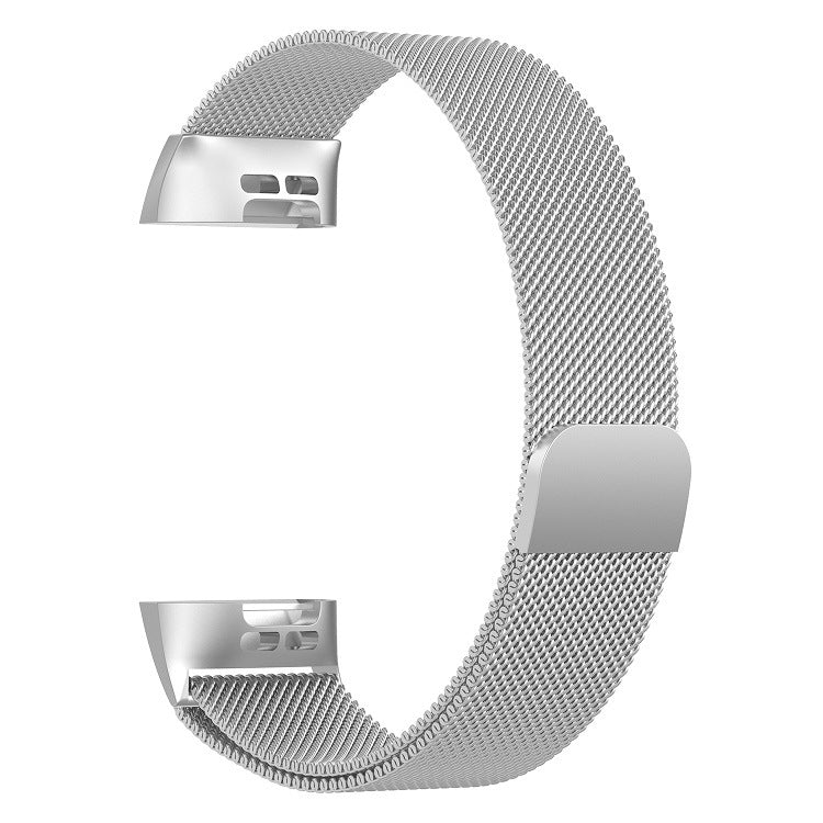 Stainless Steel Magnet Watch Band for FITBIT Charge 4 / 3, Large Size: 210x18mm(Silver) - Watch Bands by PMC TechLife | Online Shopping South Africa | PMC TechLife | Buy Now Pay Later Mobicred