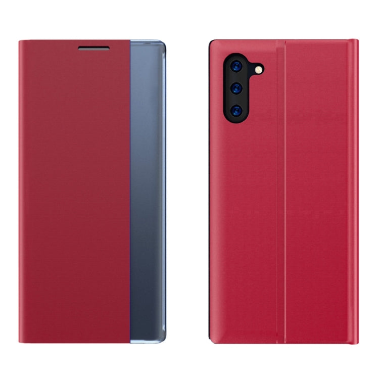 For Galaxy Note 10 Plus Plain Texture Cloth Attraction Flip Holder Leather Phone Case(Red) - Galaxy Phone Cases by PMC TechLife | Online Shopping South Africa | PMC TechLife | Buy Now Pay Later Mobicred