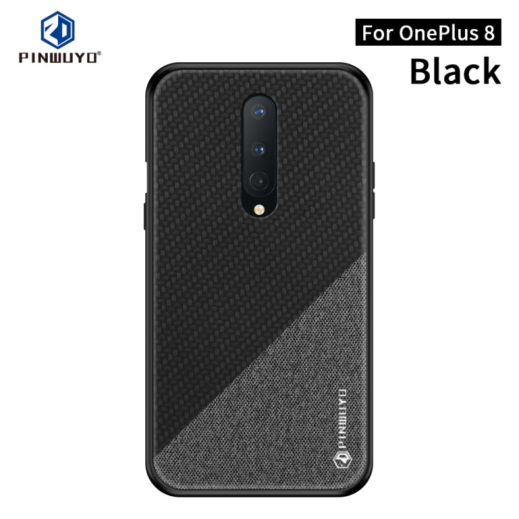 For Oneplus 8 PINWUYO Rong Series  Shockproof PC + TPU+ Chemical Fiber Cloth Protective Cover(Black) - OnePlus Cases by PINWUYO | Online Shopping South Africa | PMC TechLife | Buy Now Pay Later Mobicred