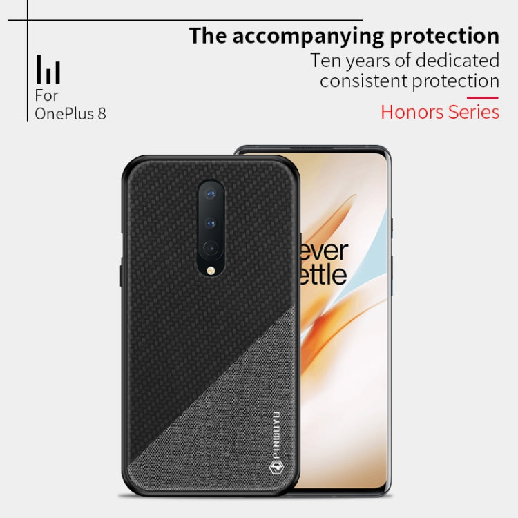 For Oneplus 8 PINWUYO Rong Series  Shockproof PC + TPU+ Chemical Fiber Cloth Protective Cover(Brown) - OnePlus Cases by PINWUYO | Online Shopping South Africa | PMC TechLife | Buy Now Pay Later Mobicred