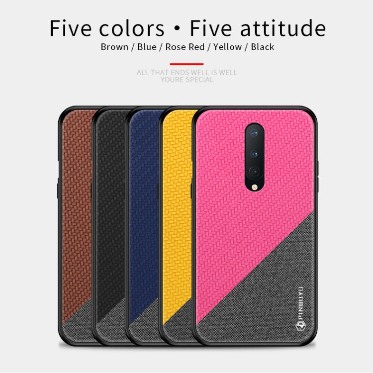 For Oneplus 8 PINWUYO Rong Series  Shockproof PC + TPU+ Chemical Fiber Cloth Protective Cover(Brown) - OnePlus Cases by PINWUYO | Online Shopping South Africa | PMC TechLife | Buy Now Pay Later Mobicred