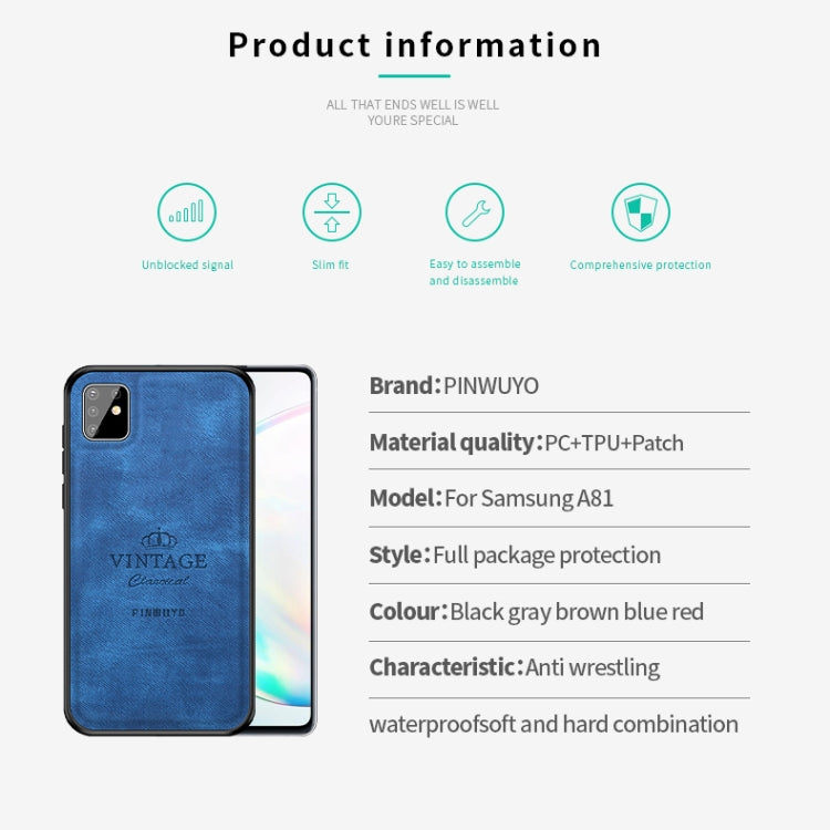 For Galaxy A81 / Note10 Lite PINWUYO Zun Series PC + TPU + Skin Waterproof And Anti-fall All-inclusive Protective Shell(Brown) - Galaxy Phone Cases by PINWUYO | Online Shopping South Africa | PMC TechLife | Buy Now Pay Later Mobicred