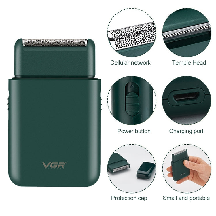 VGR V-390 5W USB Portable Reciprocating Electric Shaver (Green) - free shipping - PMC TechLife - Order now!
