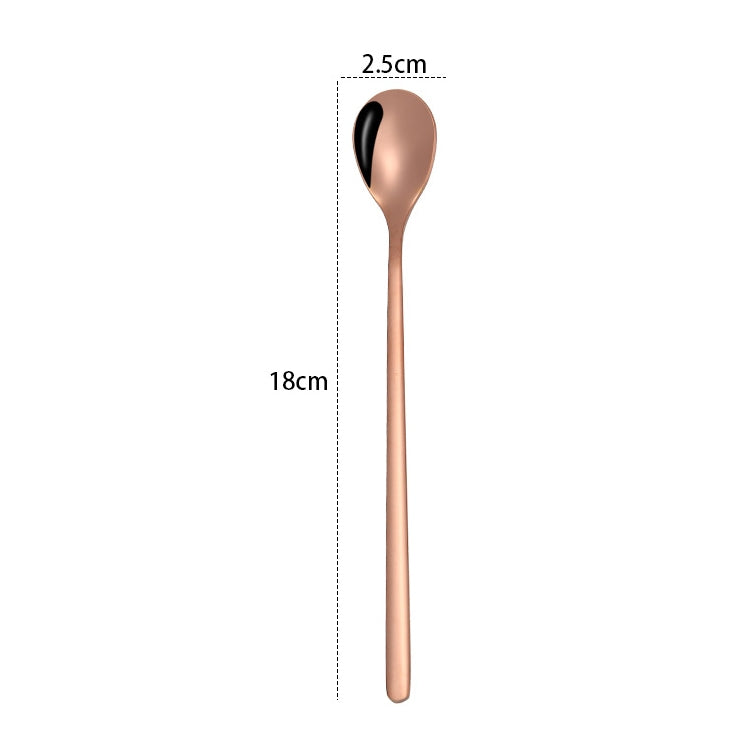 2 PCS Stainless Steel Spoon Creative Coffee Spoon Bar Ice Spoon Gold Plated Long Stirring Spoon, Style:Round Spoon, Color:Rose Gold - free shipping - PMC TechLife - Order now!