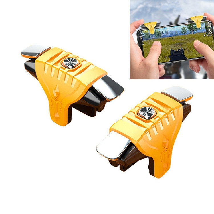 2 Pairs F01 Electroplating Mechanical Shaft Bidirectional Button Auxiliary Shooting Game Handle for Mobile Phones within The Thickness of 6.1-12.0mm(Yellow) - Handle Shooter by PMC TechLife | Online Shopping South Africa | PMC TechLife