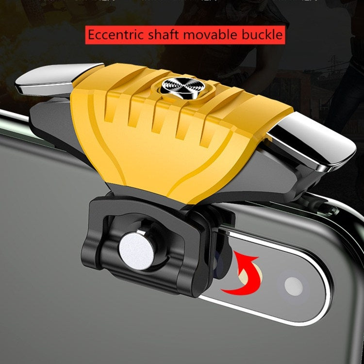 2 Pairs F01 Electroplating Mechanical Shaft Bidirectional Button Auxiliary Shooting Game Handle for Mobile Phones within The Thickness of 6.1-12.0mm(Yellow) - Handle Shooter by PMC TechLife | Online Shopping South Africa | PMC TechLife