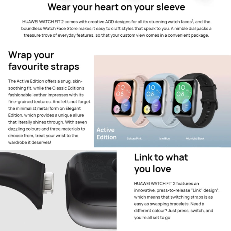 Original Huawei WATCH FIT 2 Smart Sports Watch, Color:Vibrant Black - free shipping - PMC TechLife - Order now!