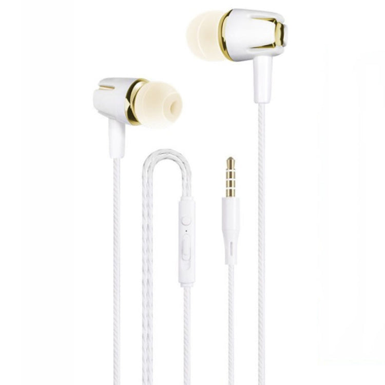 3.5mm Wired Earphone Earbuds Stereo Sound Metal Bass Headset with Mic for Smart Phone(Gold) - In Ear Wired Earphone by PMC TechLife | Online Shopping South Africa | PMC TechLife