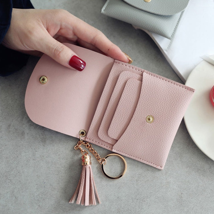 Fashion Women Wallet Short Leather Mini Casual ID Card Holders Bags Ladies Coin Clutch Tassel Bag(Pink) - free shipping - PMC TechLife - Order now!