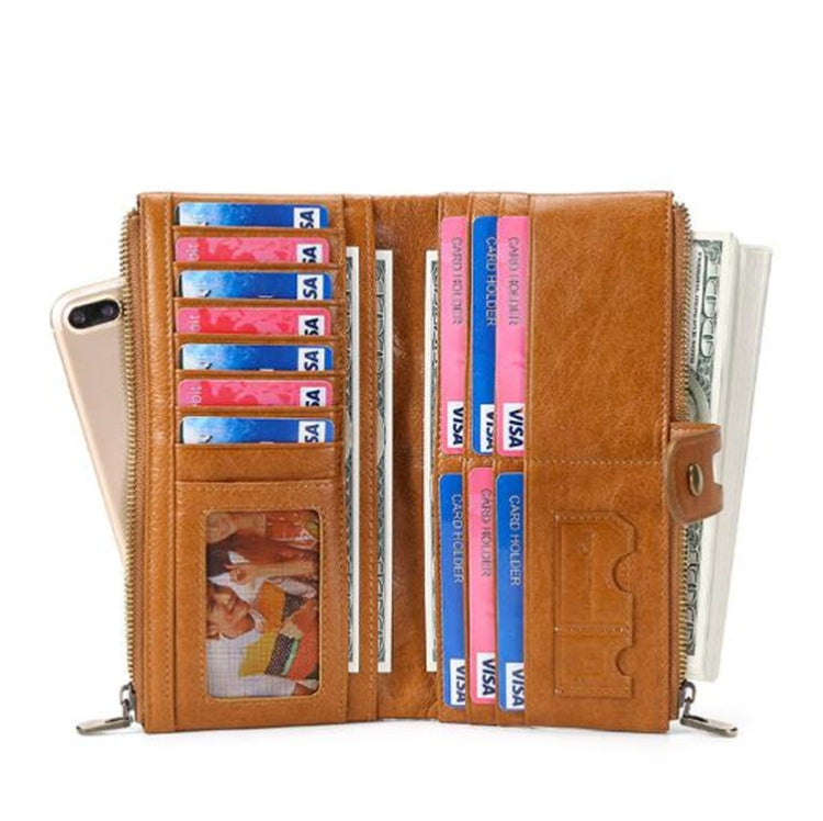 Ladies Genuine Leather Long Wallet Anti-theft Card Bag Multifunctional Clutch Bag(Red) - free shipping - PMC TechLife - Order now!
