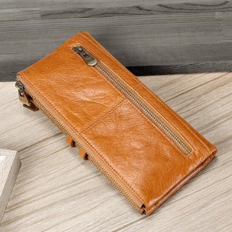 Ladies Genuine Leather Long Wallet Anti-theft Card Bag Multifunctional Clutch Bag(Brown) - free shipping - PMC TechLife - Order now!
