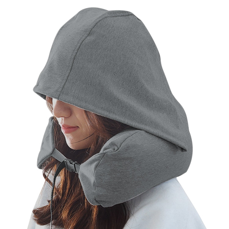 Portable Airplane Travel U-shaped Hooded Pillow Nap Time Neck Pillow(Dark Grey) - Cushions & Pillows by PMC TechLife | Online Shopping South Africa | PMC TechLife | Buy Now Pay Later Mobicred