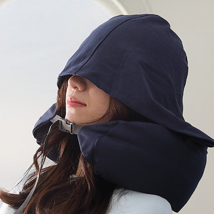 Portable Airplane Travel U-shaped Hooded Pillow Nap Time Neck Pillow(Navy Blue) - Cushions & Pillows by PMC TechLife | Online Shopping South Africa | PMC TechLife | Buy Now Pay Later Mobicred