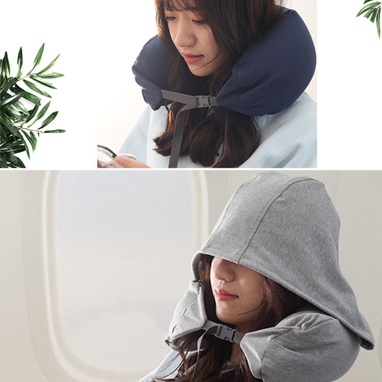 Portable Airplane Travel U-shaped Hooded Pillow Nap Time Neck Pillow(Navy Blue) - Cushions & Pillows by PMC TechLife | Online Shopping South Africa | PMC TechLife | Buy Now Pay Later Mobicred