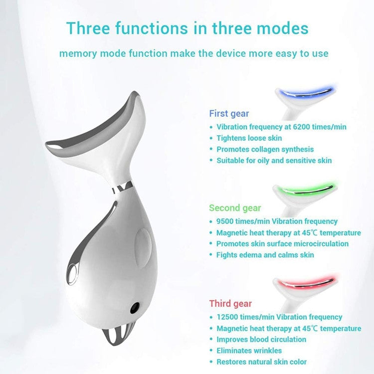 Electric Dolphin Neck Massager Wrinkle Removal Handheld Vibration Neck Face Massage Beauty Instrument Tool(Pearl White) - free shipping - PMC TechLife - Order now!