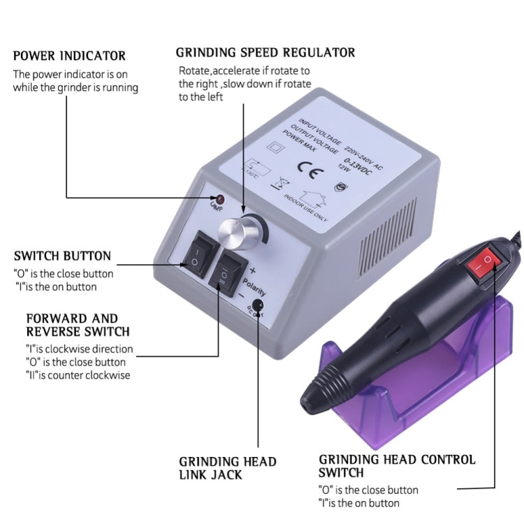 Professional Electric Nail Drill Manicure Machine Pedicure Nail Art Equipment Electronic Nail File with Drills 6 Bits(220V EU) - free shipping - PMC TechLife - Order now!