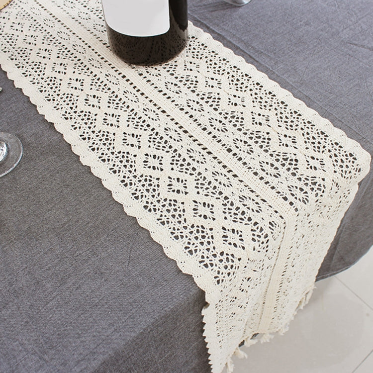 Tassel Lace Floral Romance Retro Crochet Hollow Cotton Blend Table Runner Covers, Size:24x180cm(York Weave) - free shipping - PMC TechLife - Order now!