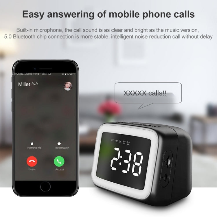 AEC BT-511 Mini LED HD Mirror Bluetooth Speaker, Support 32GB TF Card & 3.5mm AUX & Dual Alarm Clock & Real-time Temperature & Hands-free Calling(White) - free shipping - PMC TechLife - Order now!