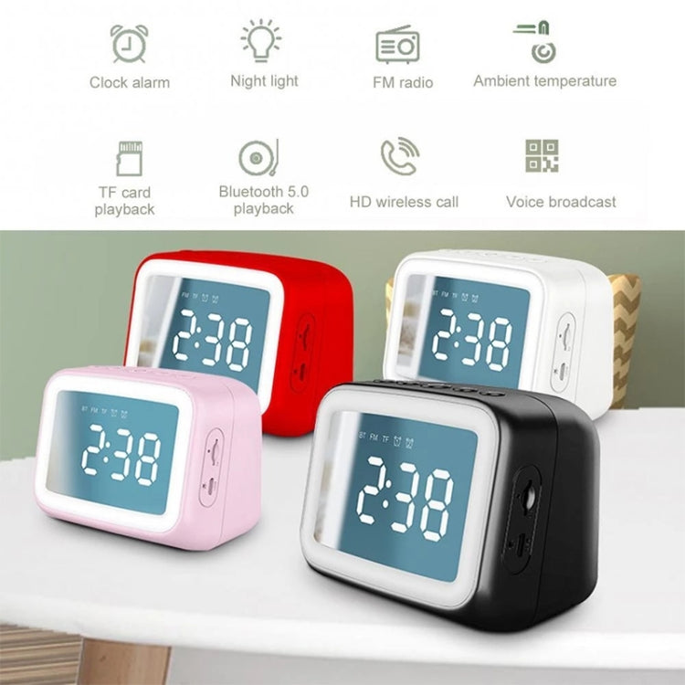 AEC BT-511 Mini LED HD Mirror Bluetooth Speaker, Support 32GB TF Card & 3.5mm AUX & Dual Alarm Clock & Real-time Temperature & Hands-free Calling(Pink) - free shipping - PMC TechLife - Order now!