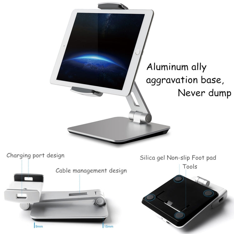 AP-7X Universal Aluminum Stand Desk Mount Holder for 4.7-9.7 inch Phone & Tablet PC(Silver Gray) - Desktop Holder by PMC TechLife | Online Shopping South Africa | PMC TechLife