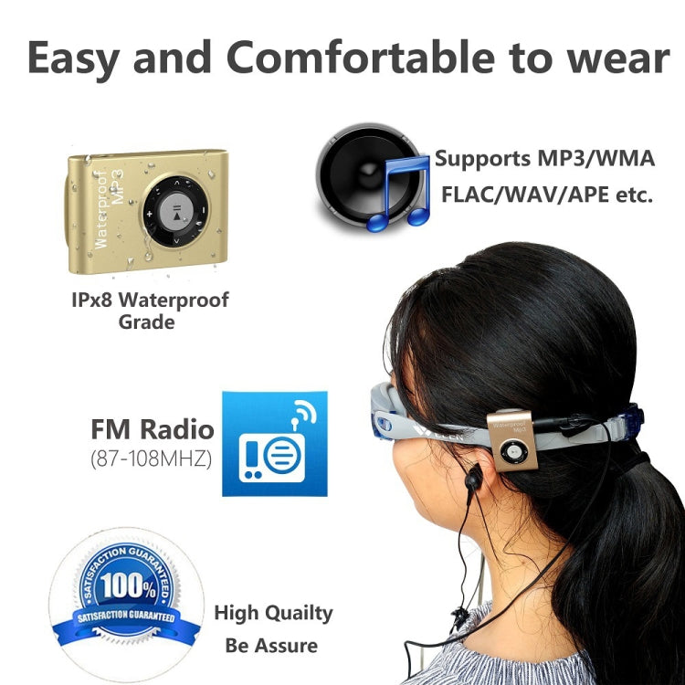 C26 IPX8 Waterproof Swimming Diving Sports MP3 Music Player with Clip & Earphone, Support FM, Memory:8GB(Blue) - MP3 Player by PMC TechLife | Online Shopping South Africa | PMC TechLife | Buy Now Pay Later Mobicred