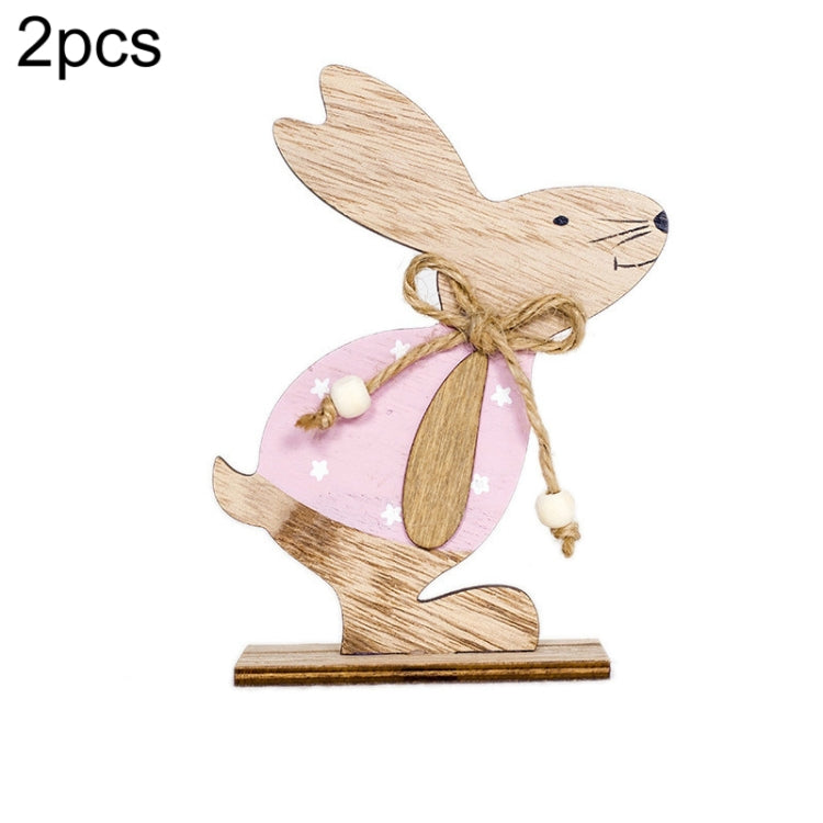 2 PCS Creative Easter Home Wooden Rabbit Decorative Ornaments(Powdered Flower ) - free shipping - PMC TechLife - Order now!