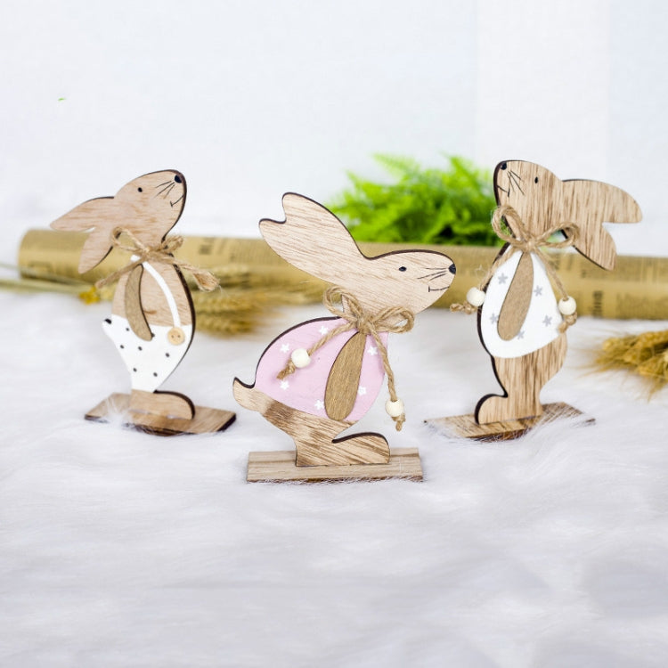 2 PCS Creative Easter Home Wooden Rabbit Decorative Ornaments(Powdered Flower ) - free shipping - PMC TechLife - Order now!