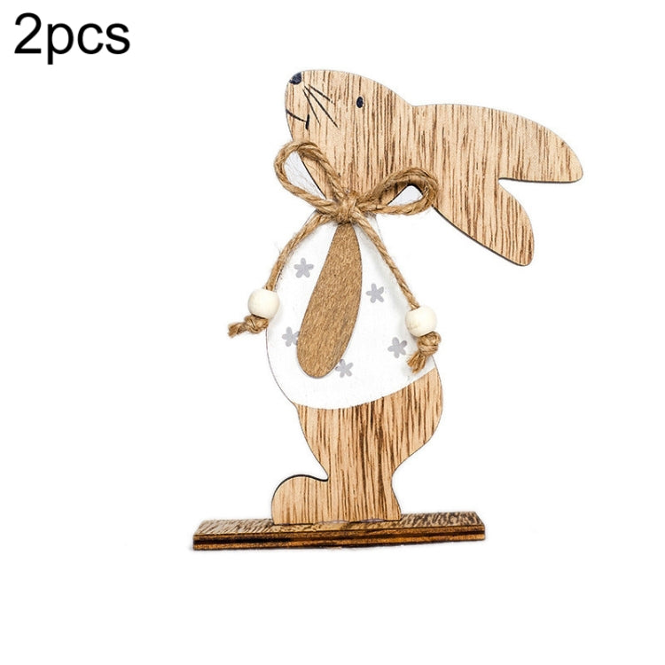 2 PCS Creative Easter Home Wooden Rabbit Decorative Ornaments(White Fower) - free shipping - PMC TechLife - Order now!