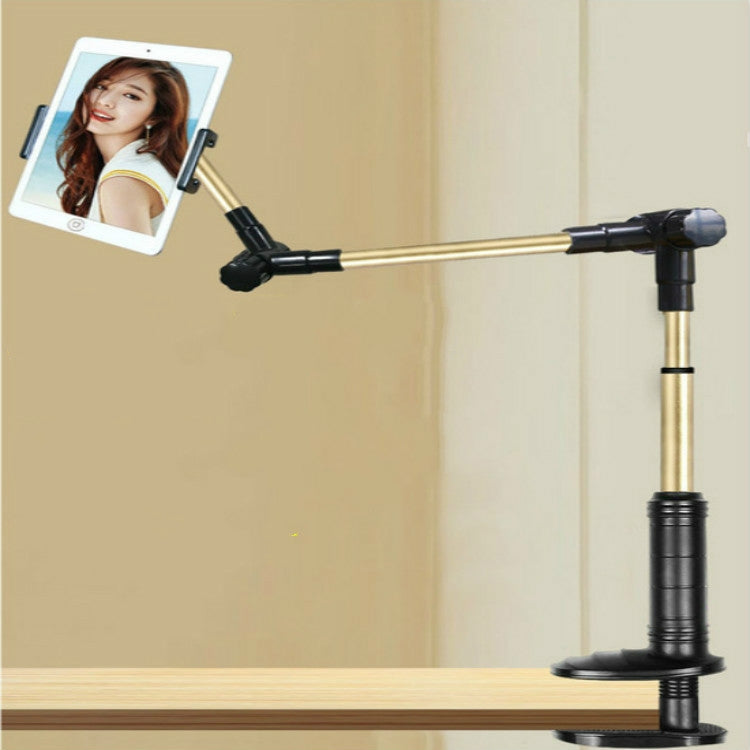 360 Degree Rotation Lazy Mount Folding Long Arm Phone Stand Holder for 4-14 Inch Tablet & Phone(Black Gold) - Lazy Bracket by PMC TechLife | Online Shopping South Africa | PMC TechLife