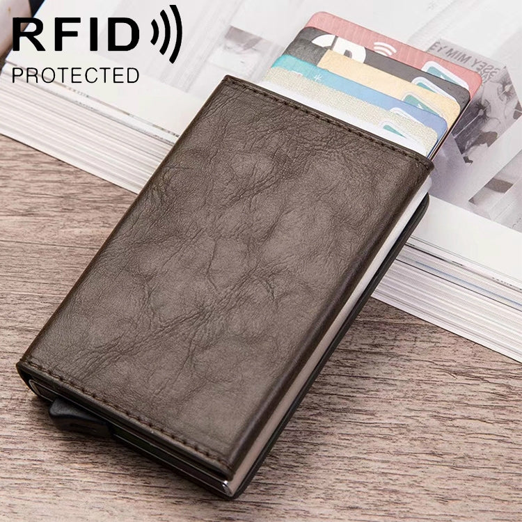 Magnetic RFID Bag Multifunctional Aluminum Automatic Pop-up Credit Card Package(Coffee) - free shipping - PMC TechLife - Order now!