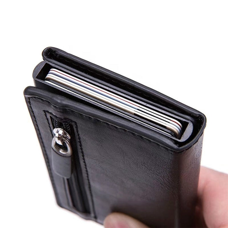 Magnetic RFID Bag Multifunctional Aluminum Automatic Pop-up Credit Card Package(Coffee) - free shipping - PMC TechLife - Order now!