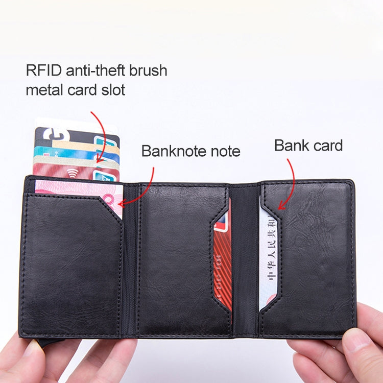 Magnetic RFID Bag Multifunctional Aluminum Automatic Pop-up Credit Card Package(Coffee) - free shipping - PMC TechLife - Order now!