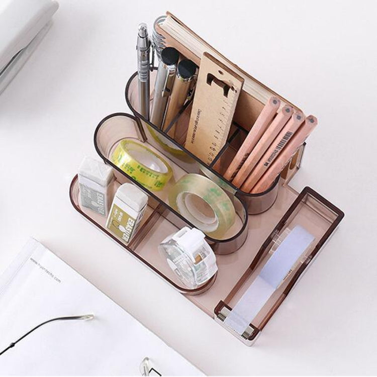 Transparent Acrylic Stationery Storage Box Creative Desk Organizer Plastic Compartment Pen Holder Office Accessories(Brown) - Pen Holder by PMC TechLife | Online Shopping South Africa | PMC TechLife | Buy Now Pay Later Mobicred