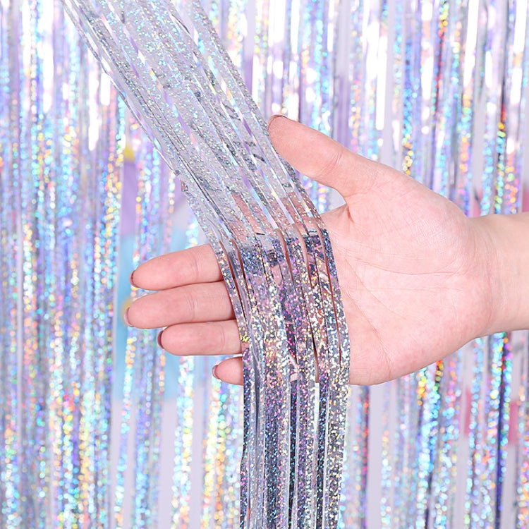 2 PCS Laser Rain Tinsel Foil Curtain Birthday Party Decoration Tassel Wall, Size:1x2.5m(Silver) - Holiday Decorations by PMC TechLife | Online Shopping South Africa | PMC TechLife | Buy Now Pay Later Mobicred