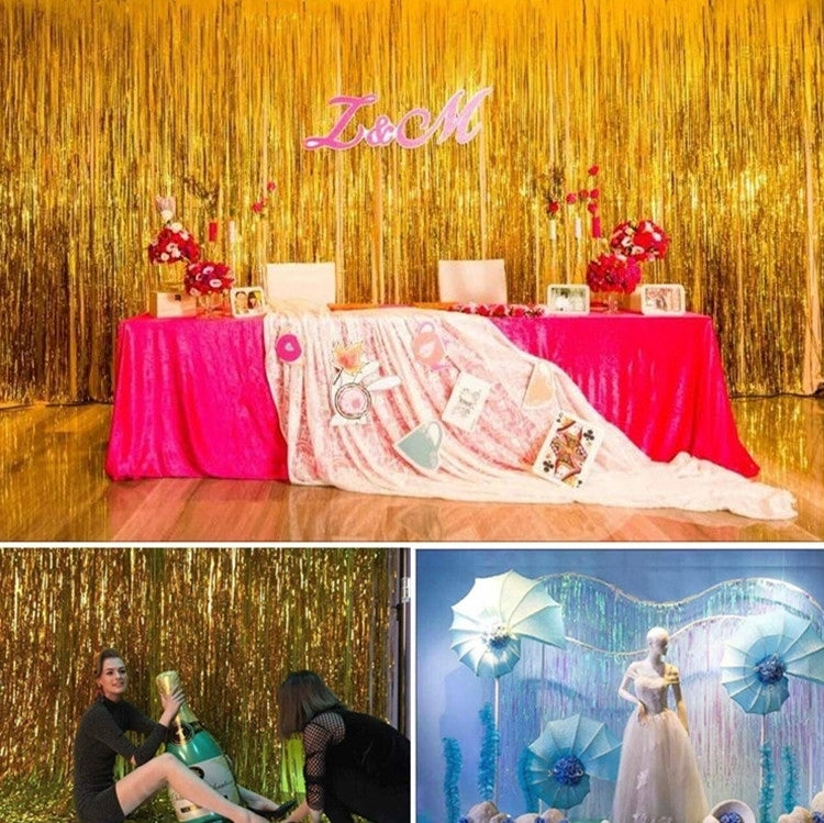 2 PCS Laser Rain Tinsel Foil Curtain Birthday Party Decoration Tassel Wall, Size:1x2.5m(Light blue) - Holiday Decorations by PMC TechLife | Online Shopping South Africa | PMC TechLife | Buy Now Pay Later Mobicred
