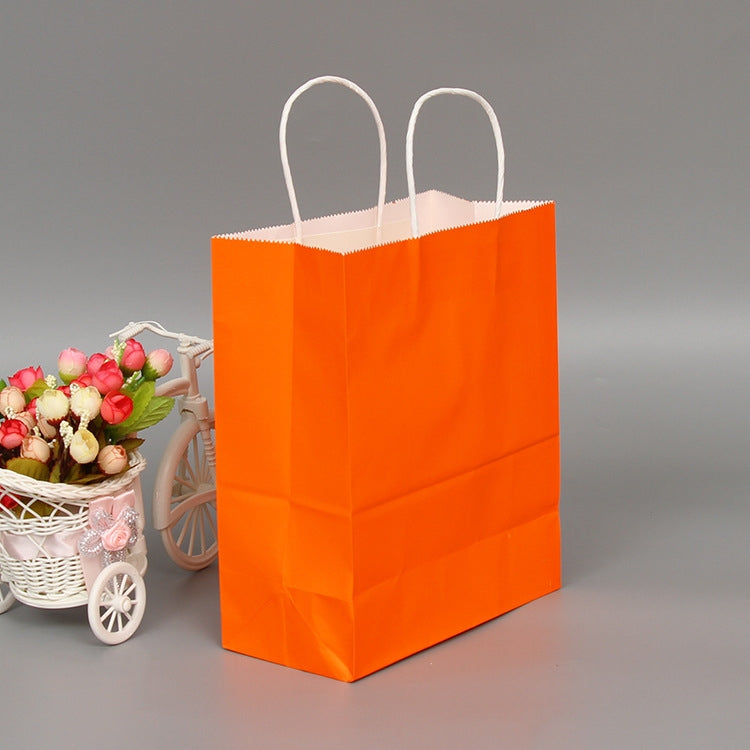10 PCS Elegant Kraft Paper Bag With Handles for Wedding/Birthday Party/Jewelry/Clothes, Size:22x27x11cm(Orange) - Gift Bags & Wrapping Supplies by PMC TechLife | Online Shopping South Africa | PMC TechLife | Buy Now Pay Later Mobicred