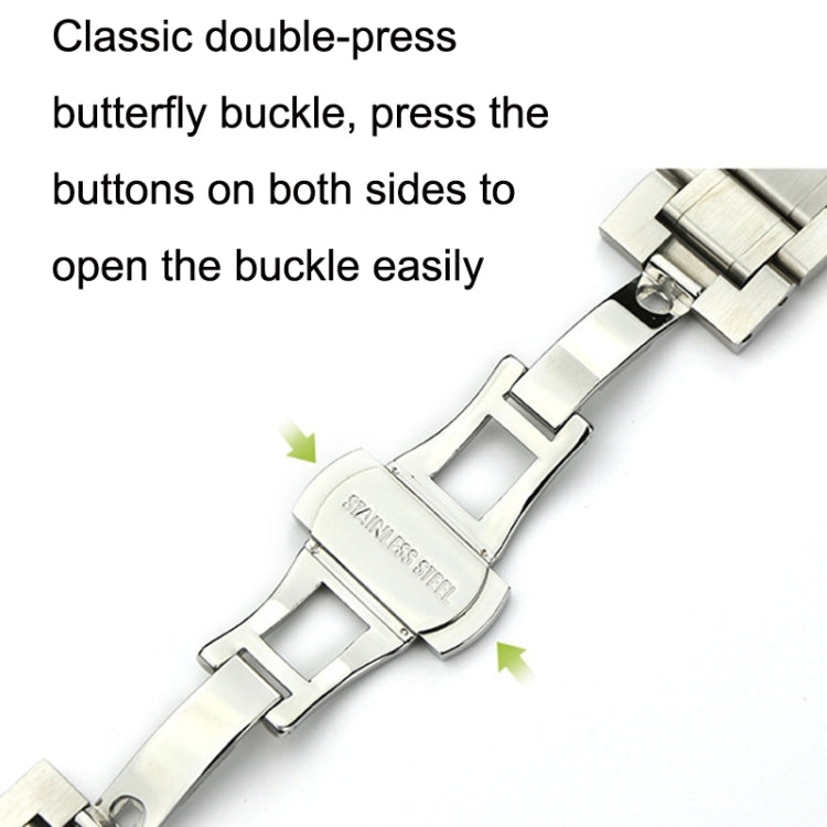 21mm Steel Bracelet Butterfly Buckle Five Beads Unisex Stainless Steel Solid Watch Strap, Color:Rose Gold - Watch Bands by PMC TechLife | Online Shopping South Africa | PMC TechLife