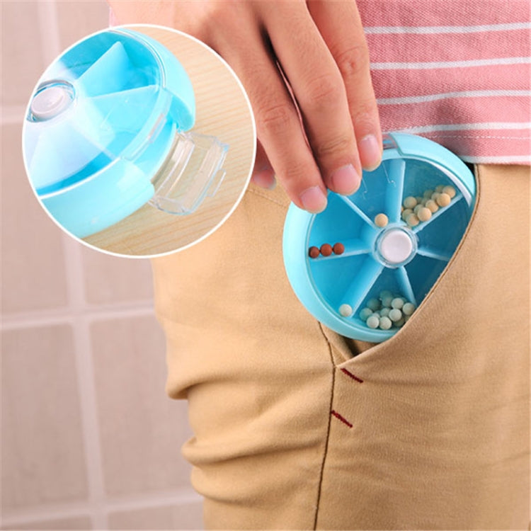2 PCS Creative Multifunctional Round Portable Seven-grid Rotating Plastic Pill Box(Purple) - free shipping - PMC TechLife - Order now!