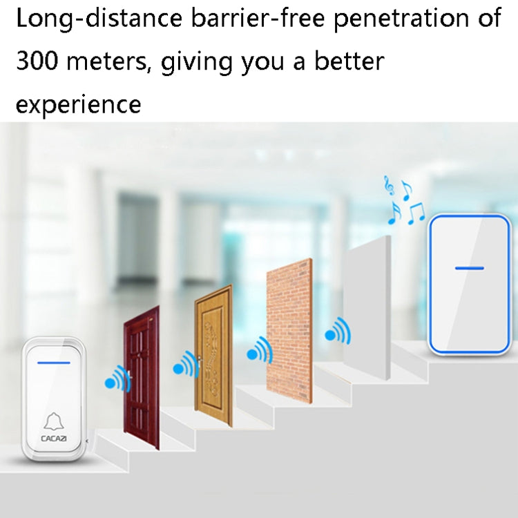 CACAZI A68-2 One to Two Wireless Remote Control Electronic Doorbell Home Smart Digital Wireless Doorbell, Style:US Plug(Black) - Wireless Doorbell by CACAZI | Online Shopping South Africa | PMC TechLife | Buy Now Pay Later Mobicred
