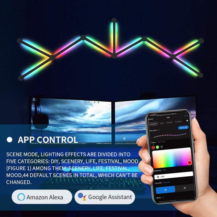 JSK-P22 Smart RGB Mosaic Light Rhythm Light Support Amazon Alexa / Google Assistant /DuerOS UK Plug(Black) - Novelty Lighting by PMC TechLife | Online Shopping South Africa | PMC TechLife